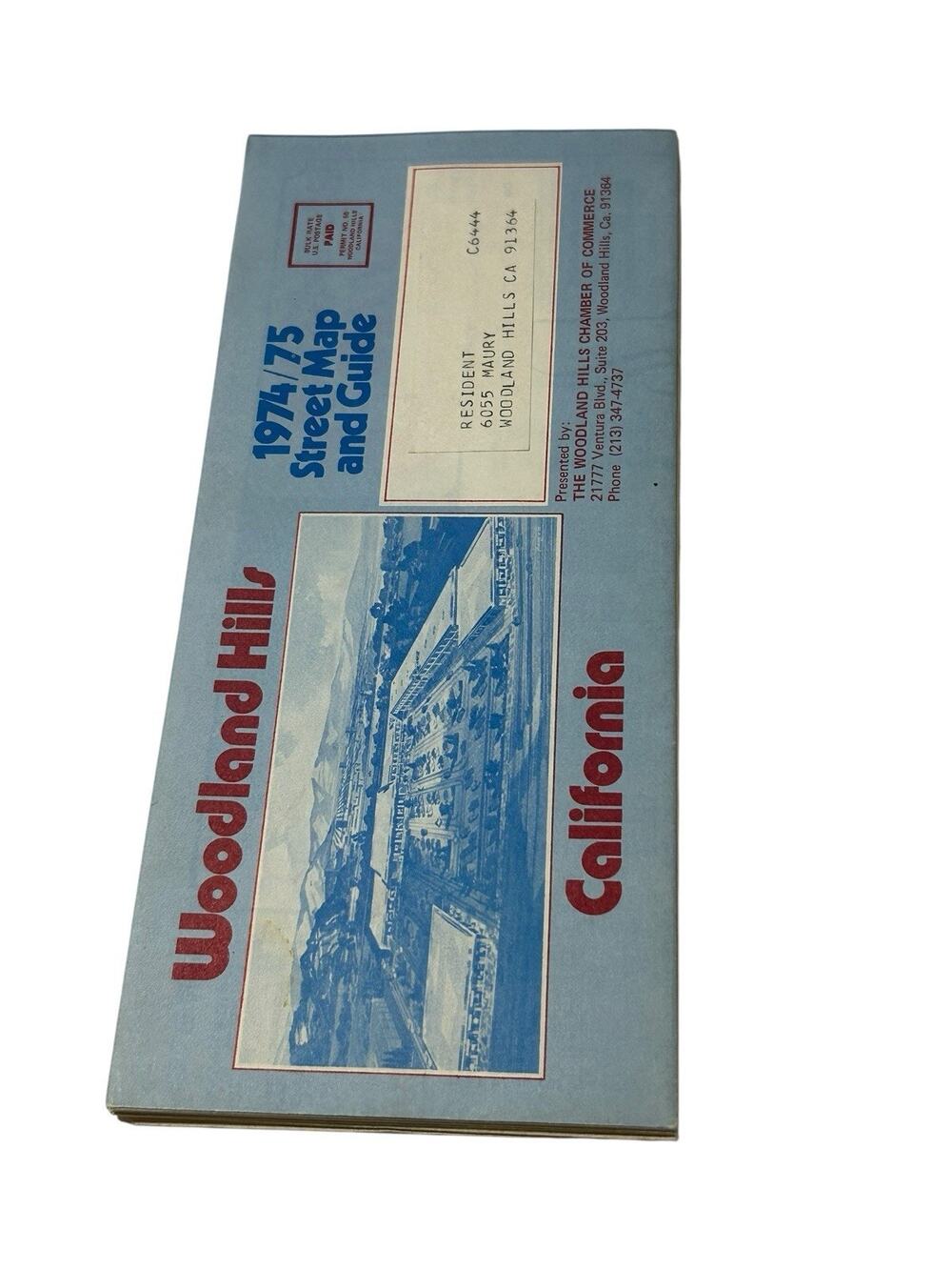 Vtg 1974-75 Woodland Hills California Street Map & Guide Rare